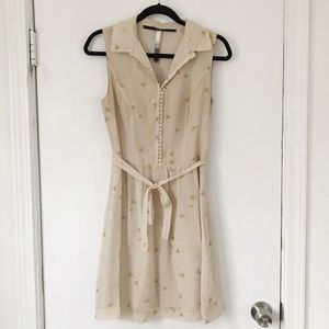 Kensie Button Up Cream Dress